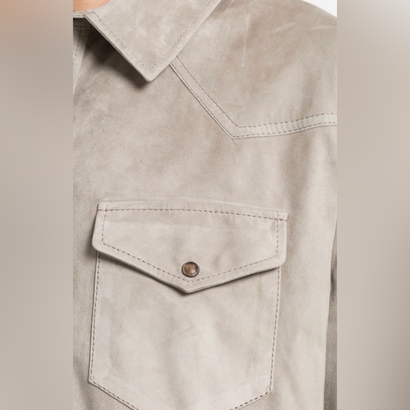 BRUNELLO CUCINELLI  GRAY SUEDE SHIRT JACKET SIZE L - Picture 5 of 7